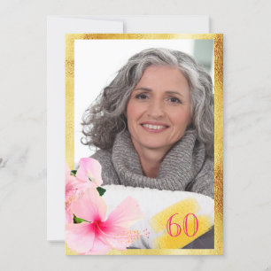 Convite Photo 60th birthday party tropical floral white