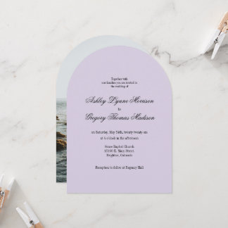 Convite Photo Arch Shaped Lavender Wedding Invitation