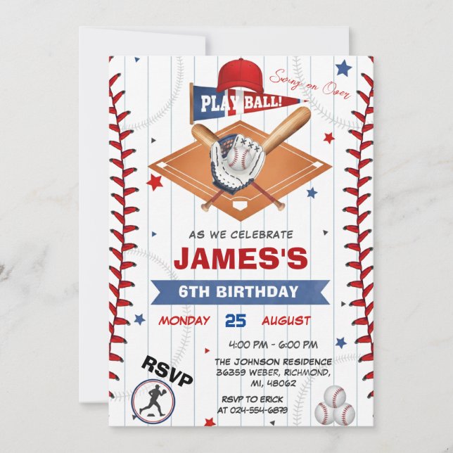Convite Photo Baseball Birthday Invitation (Frente)