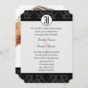 Convite Photo Black Damask Wedding Invites