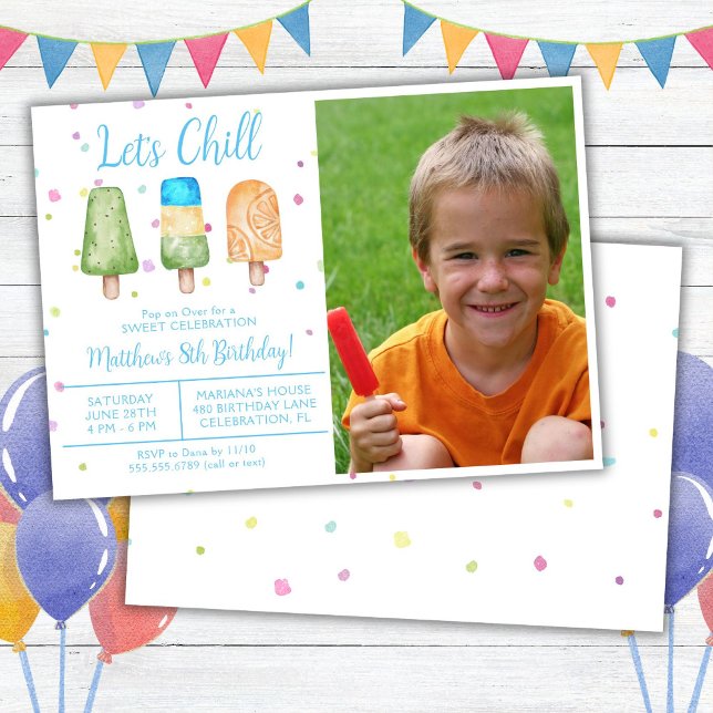 Convite Photo Boy Summer Chill Popsicle Birthday (Criador carregado)