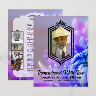 Convite Photo Celebration of Life with Blue Chrysanthemum