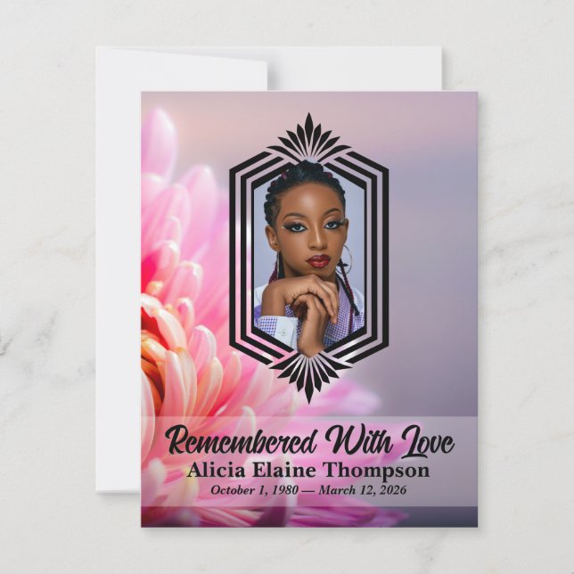 Convite Photo Celebration Program — Pink Chrysanthemum (Frente)