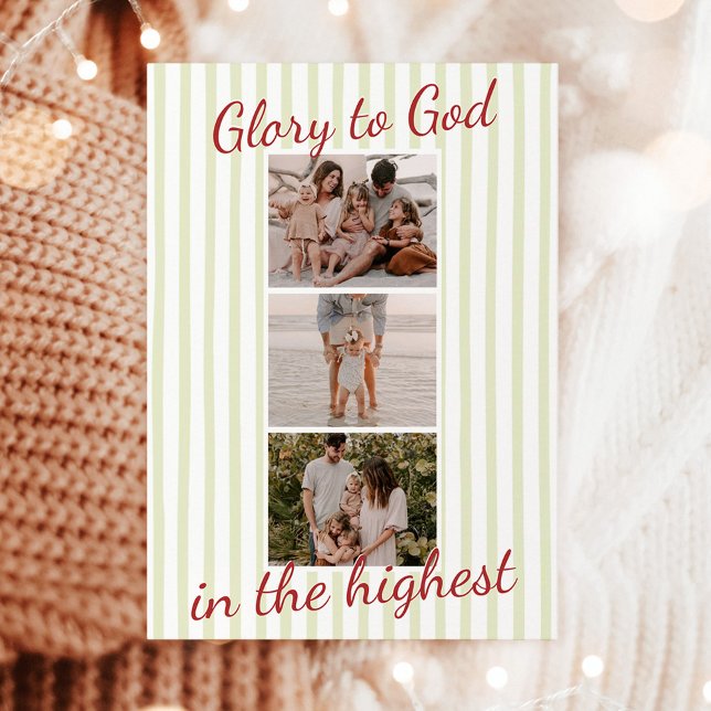 Convite Photo Christmas Cards, Glory to God Religious Card (Criador carregado)