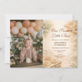 Convite Photo Cinnamon Bakery Little Bun 1st Birthday