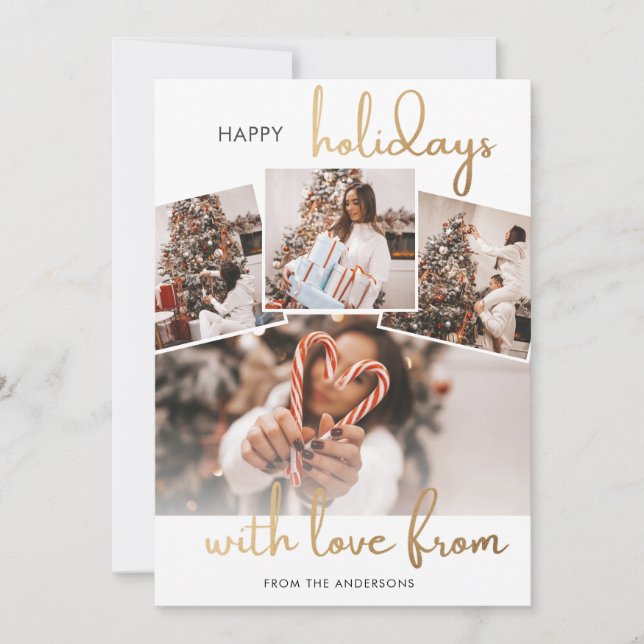 Convite Photo Collage Christmas Family Holiday Card (Frente)