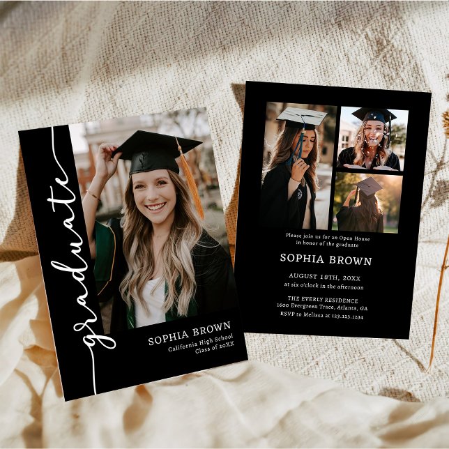 Convite Photo Collage Graduate Graduation Party Invitation (Criador carregado)