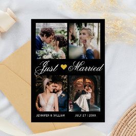 Convite Photo Collage Just Married Wedding Announcement