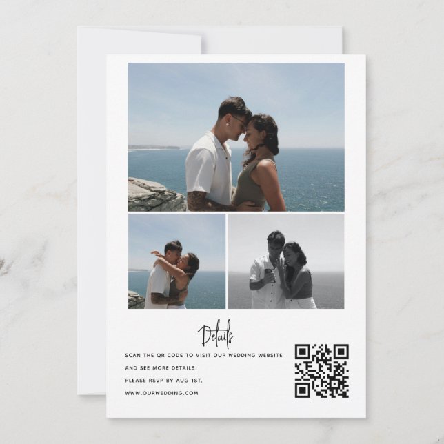 Convite Photo Collage Wedding | Qr Code Invitations (Verso)
