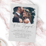 Convite Photo Engagement Party Invitations - We're Engaged<br><div class="desc">Modern soft grey engagement party photo invitations</div>