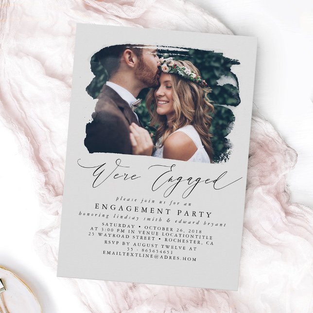 Convite Photo Engagement Party Invitations - We're Engaged (Criador carregado)