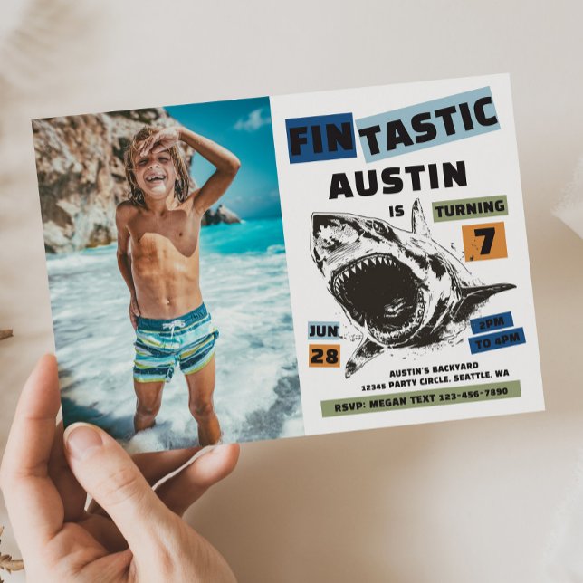 Convite Photo Fin-Tastic Shark Birthday Invitation (Criador carregado)