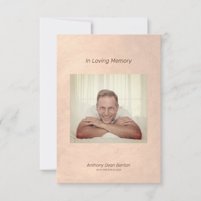 Convite Photo Funeral Invitation Faux Metallic Effect (Frente)