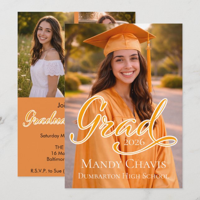 Convite Photo Graduation Announcement and Part Invitation  (Frente/Verso)