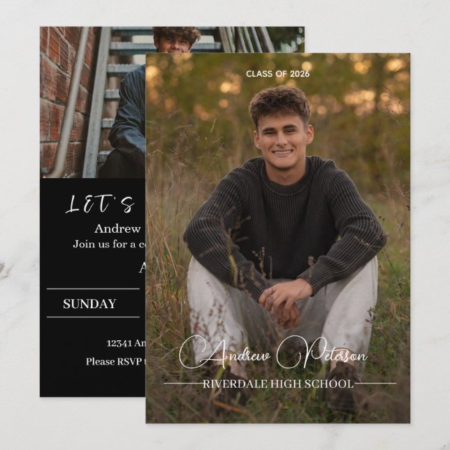 Convite  Photo Graduation Invitation, class of 2026 (Frente/Verso)