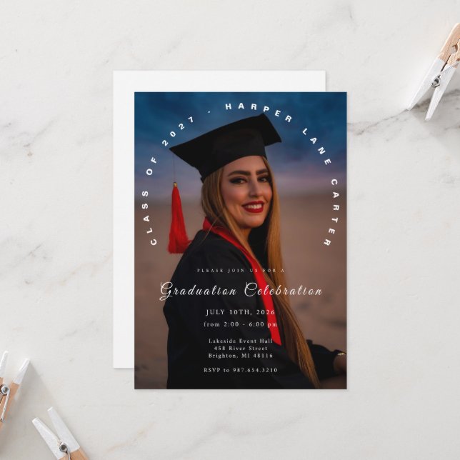 Convite Photo Graduation Invitation, Class of 2026  (Frente/Verso In Situ)