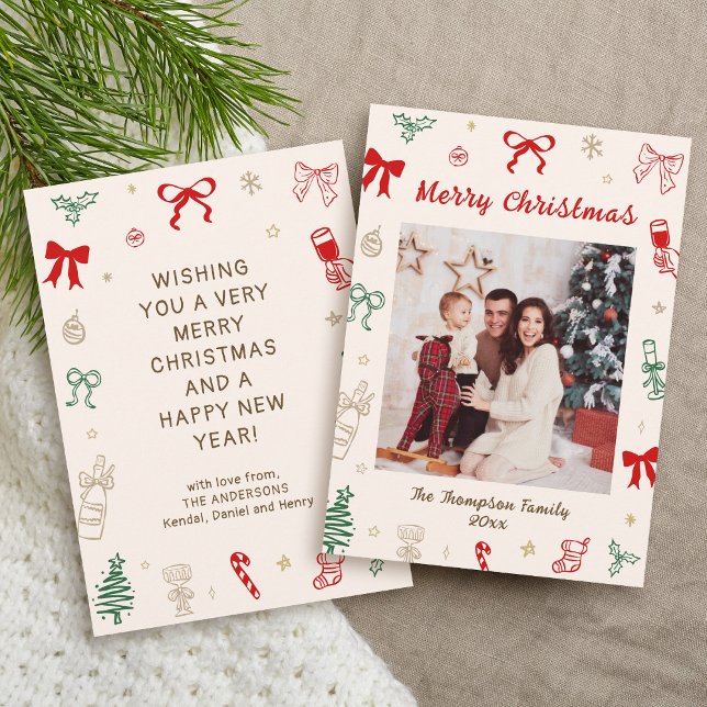 Convite Photo Hand Drawn Christmas Card (Criador carregado)