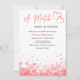 Convite Photo Hearts A Match Made in Heaven Bridal Shower 