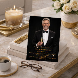 Convite Photo milestone gold birthday