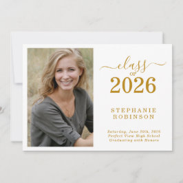 Convite Photo Modern Gold Graduation 2026 Announcement