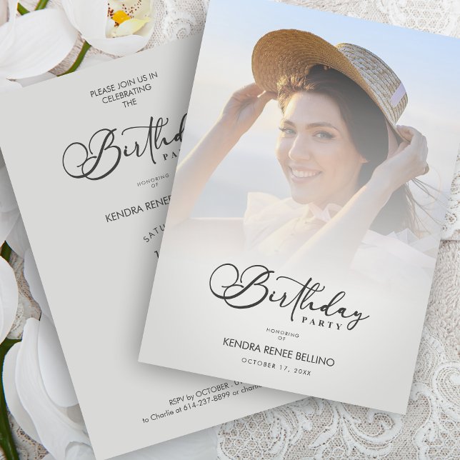 Convite Photo Modern Transparency Overlay Vellum Effect (Custom Photo Modern Transparency Overlay Vellum Effect Birthday Card Invitation with Envelope.)