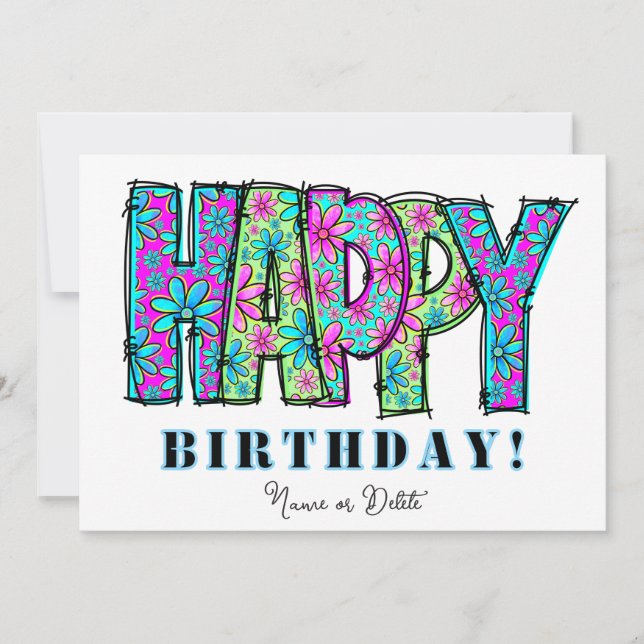 Convite *PHOTO NAME Birthday Card Event Personalize (Frente)