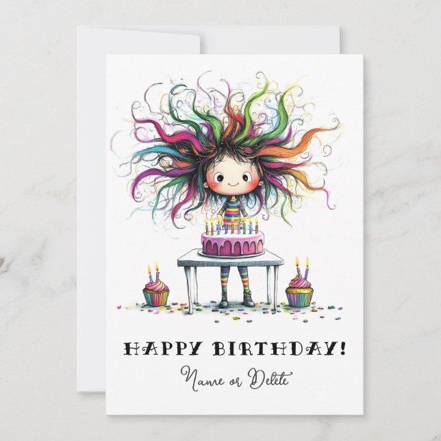 Convite * # PHOTO NAME Birthday Card Personalize Whimsical (Frente)