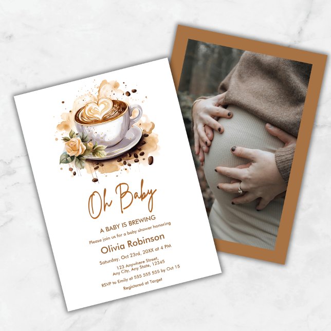 Convite Photo Oh Baby A Baby is Brewing Coffee Baby Shower (Photo Oh Baby A Baby is Brewing Coffee Baby Shower Invitation )