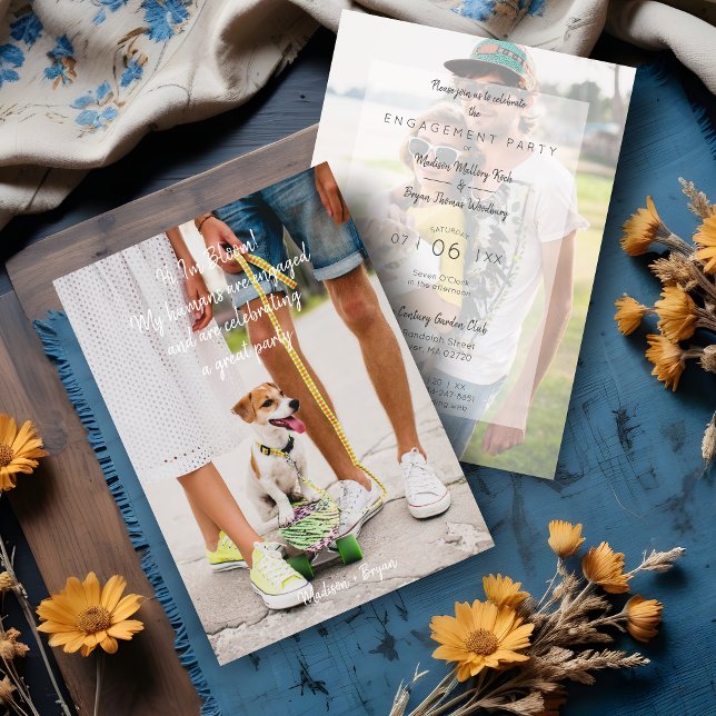 Convite Photo Pet Funny Couple Engagement Party (Photo Pet Funny Couple Engagement Party Invitation Card.)