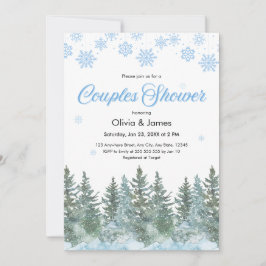 Convite Photo Pine Winter Snowflakes Couples Bridal Shower
