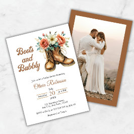 Convite Photo Rustic Boots and Bubbly Bridal Shower