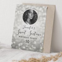 PHOTO Silver Bokeh Lights Sweet 16 Party