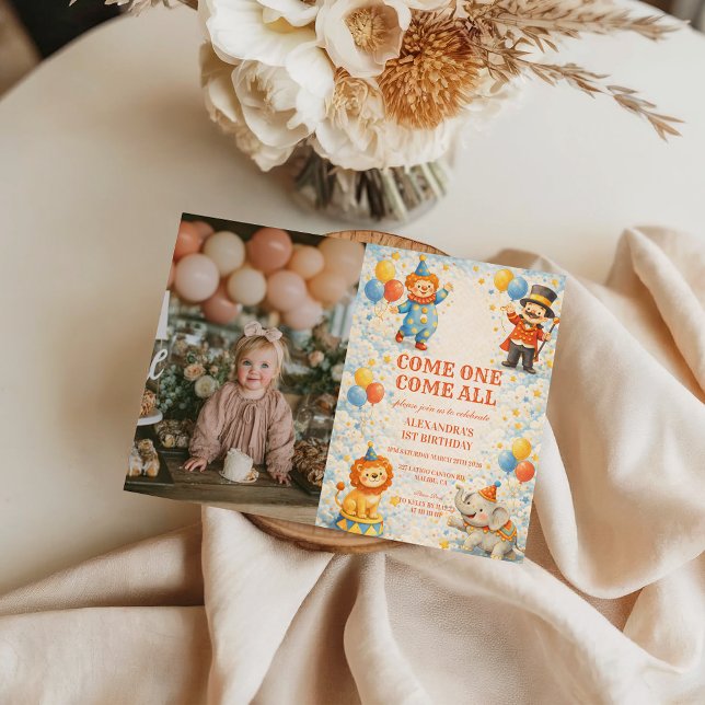 Convite Photo Storybook Circus Friends Birthday (Criador carregado)