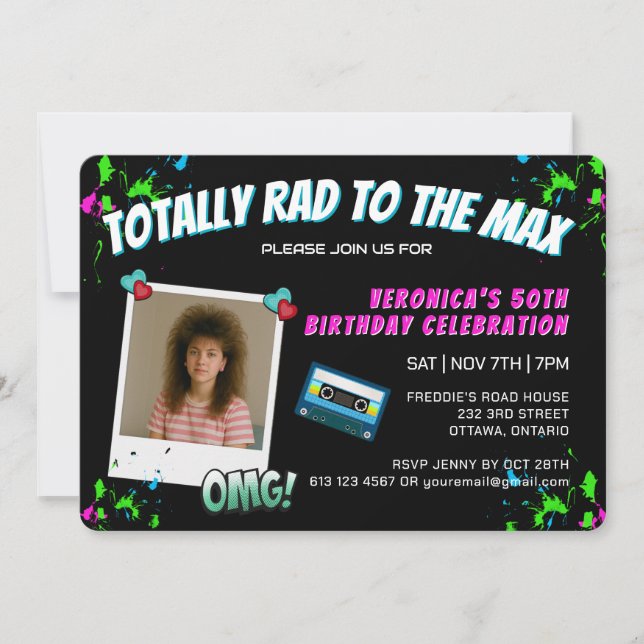 Convite Photo Totally 80s Retro Birthday Party Invitation (Frente)