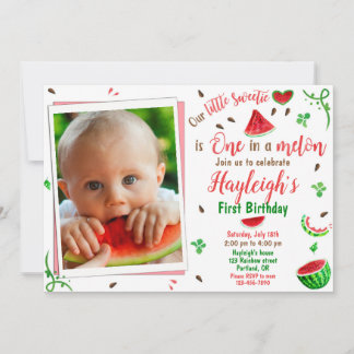 Convite Photo Watermelon birthday invitation 1st birthday
