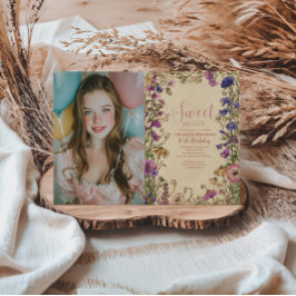 Convite Photo Whimsical Floral Meadow Sweet Sixteen