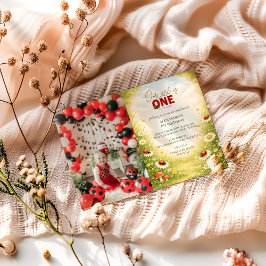 Convite Photo Whimsical Garden Lady Bug 1st Birthday