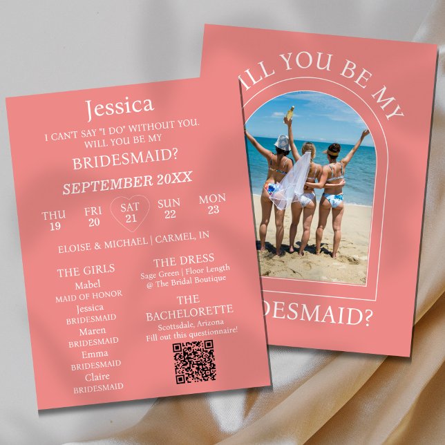 Convite Photo Will You Be My Bridesmaid Proposal Card (Pop the question to your bridal party with this Photo Will You Be My Bridesmaid Proposal Card! )