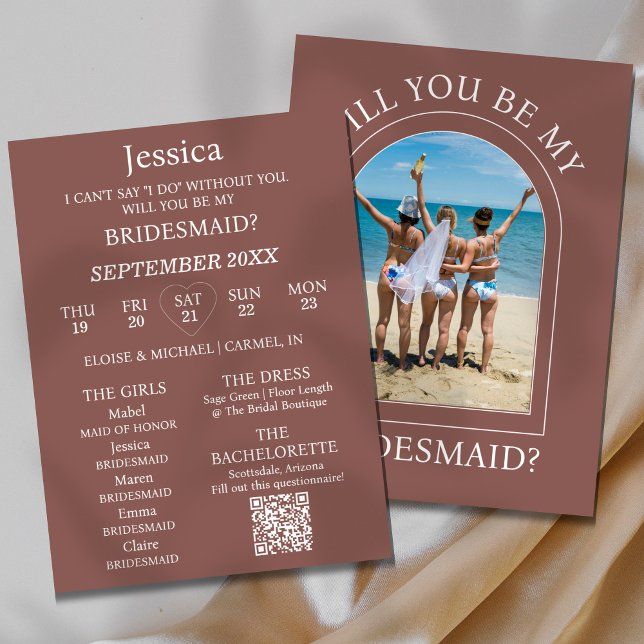 Convite Photo Will You Be My Bridesmaid Proposal Card (Pop the question to your bridal party with this Photo Will You Be My Bridesmaid Proposal Card! )