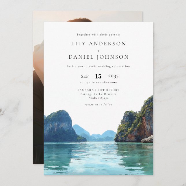 Convite Phuket Thaniland Destination Photo Wedding (Frente/Verso)