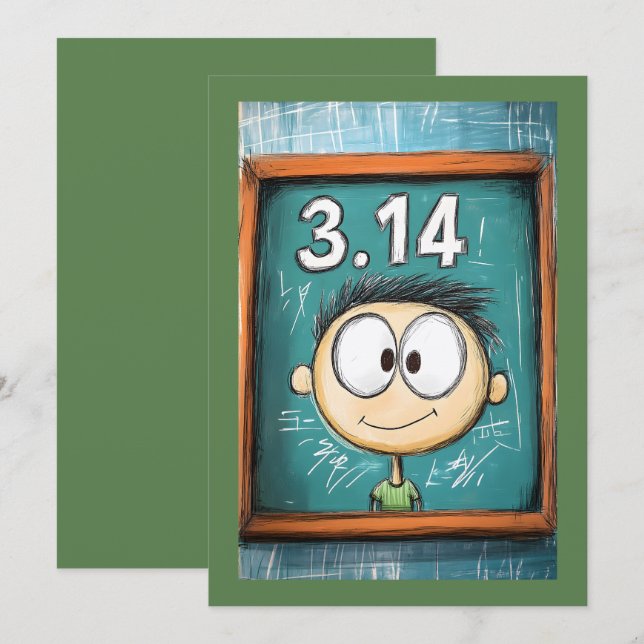 Convite Pi Day 3.14 Cartoonish Geeky Curiosity (Frente/Verso)