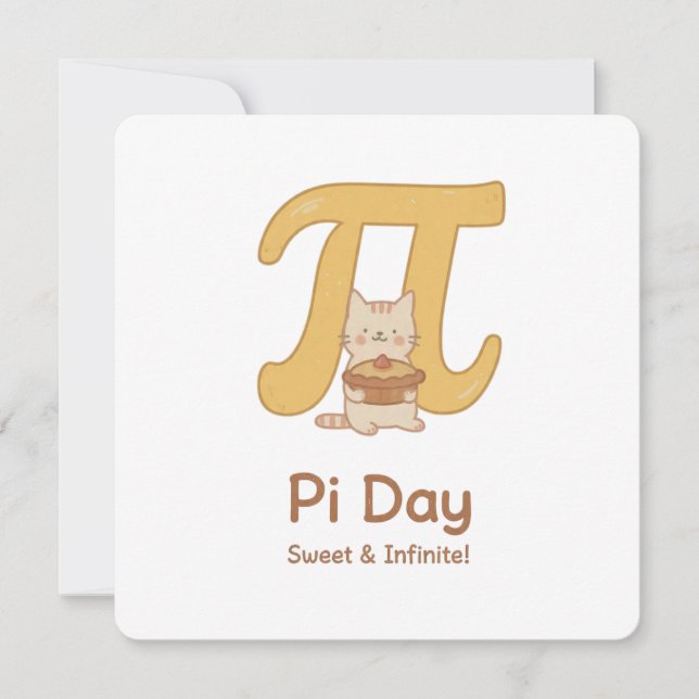 Convite Pi Day Cute Cat Postcard – Sweet & Infinite | Math (Frente)
