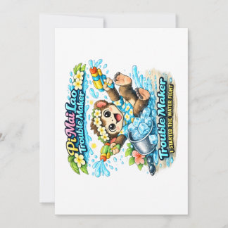 Convite Pi Mai Lao Trouble Maker Funny Water Fight Shirt