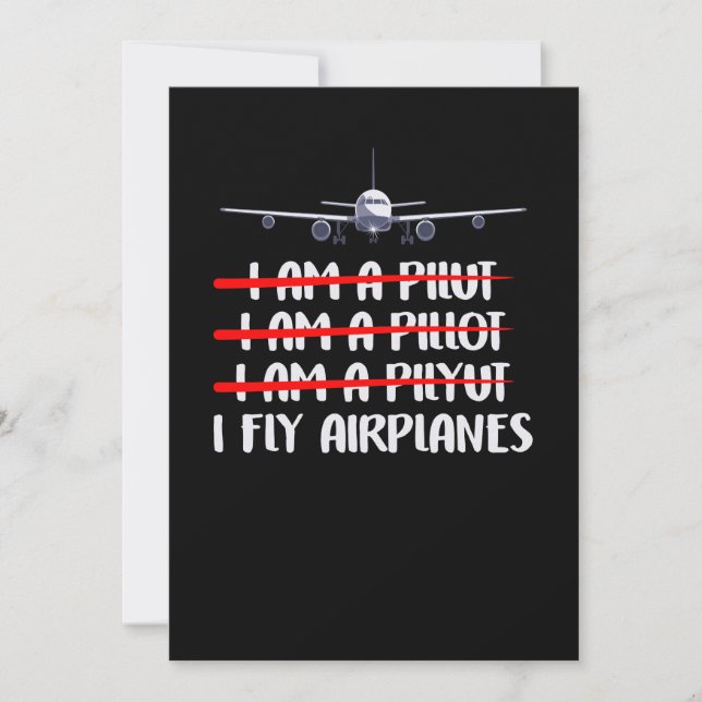 Convite Piada-Piloto De Aviões De Voo Bonito E Engraçado (Frente)