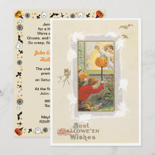 Convite Piadas de Halloween Vintage Halloween