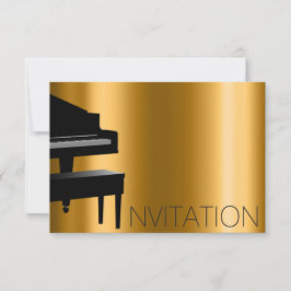 Convite Piano Concert Formal Minimalismo Vip Black Dourado