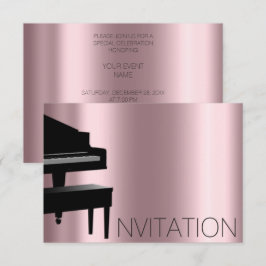 Convite Piano Concert Formal Minimalismo Vip Black Pink