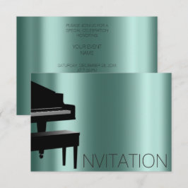 Convite Piano Concert Formal Minimalismo Vip Black Teal
