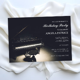 Convite Piano de cauda vintage de aniversário