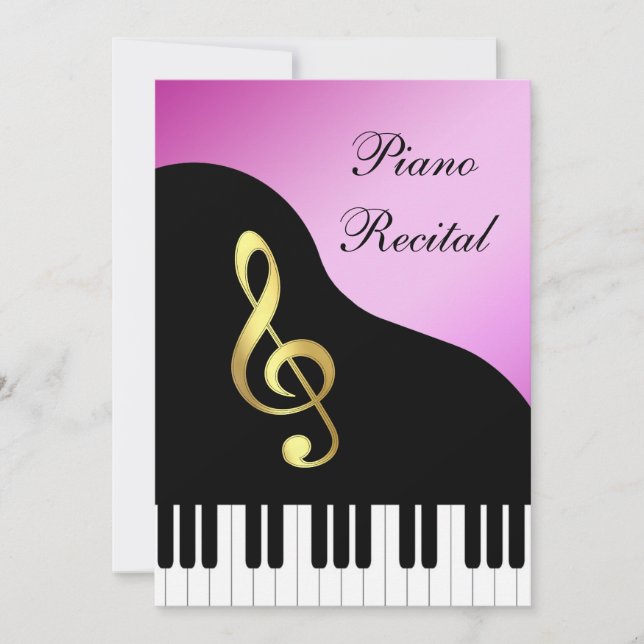 Convite Piano elegante (Frente)
